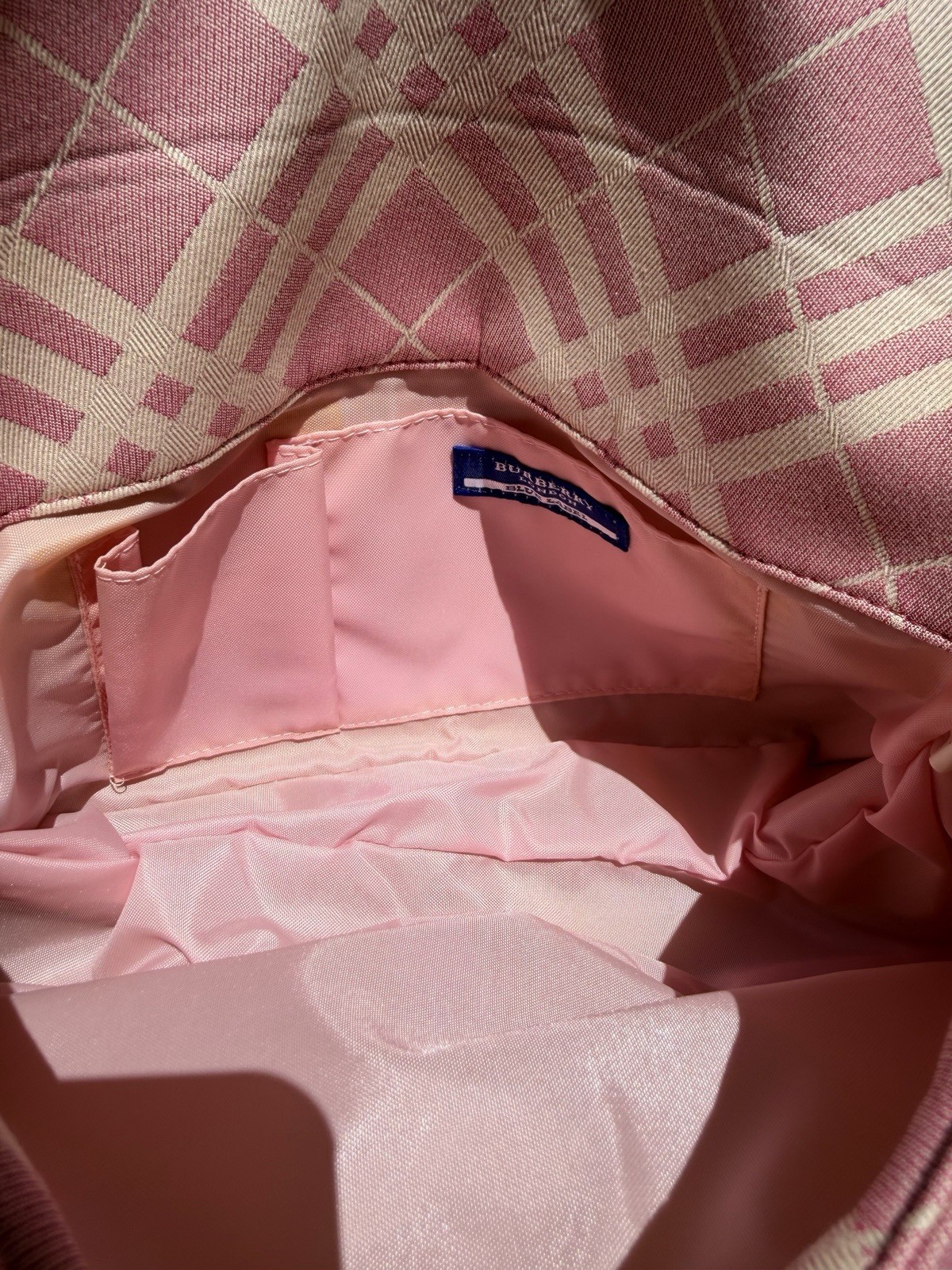 Burberry Blue Label Pink Beige Plaid Check Shoulder Bag. With Tags