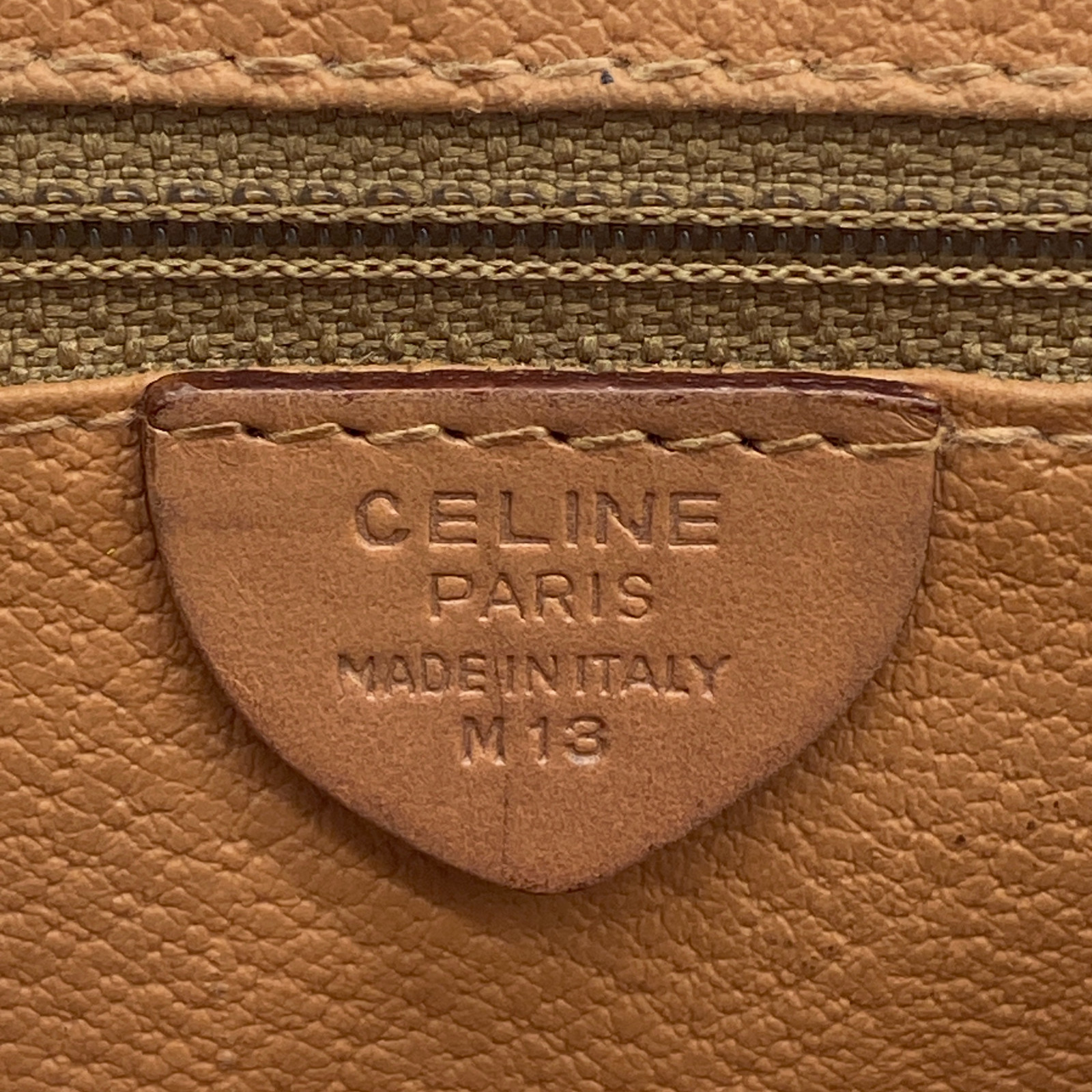 CELINE Vintage Shoulder Bag Macadam Circle Hardware PVC Leather Brown Authentic