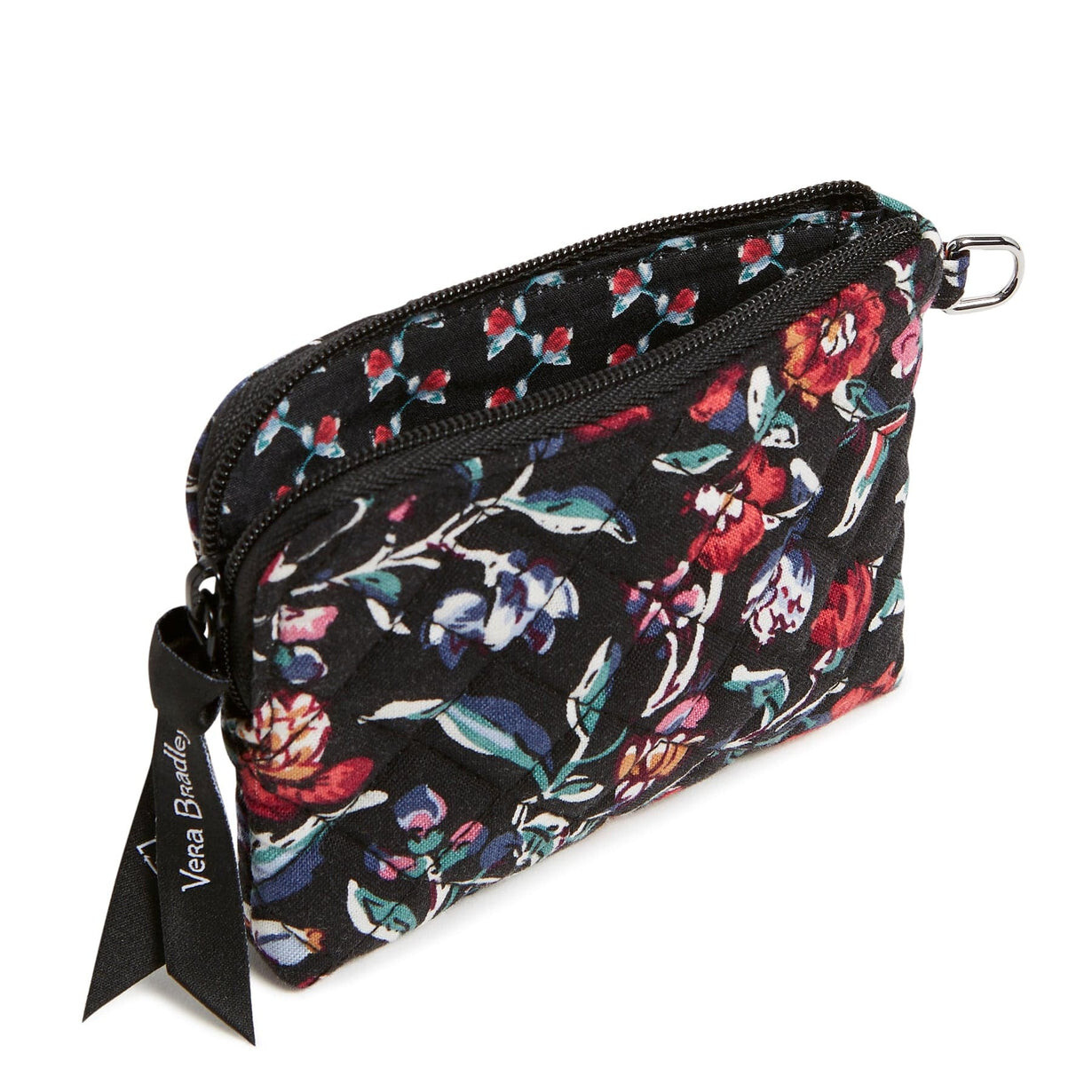 Vera Bradley Perennials Noir Coin Change Purse with D Rng New