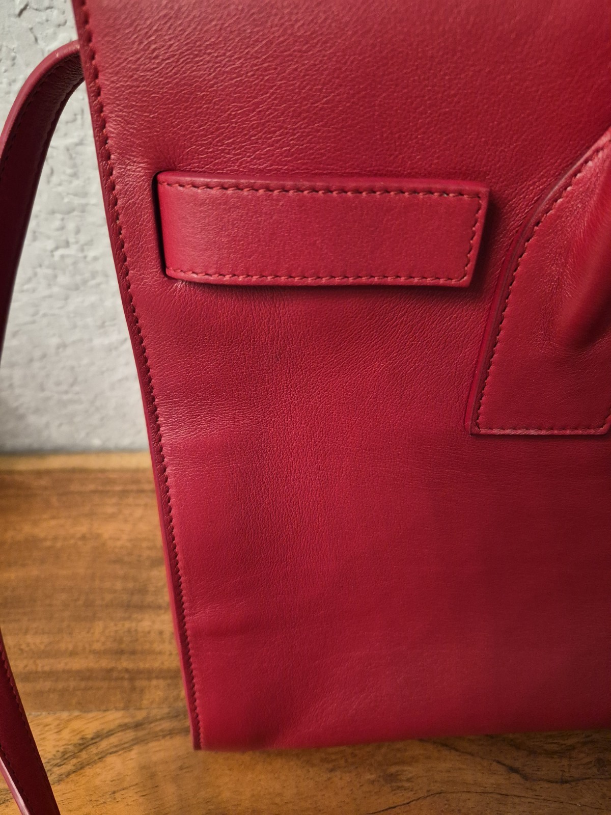Saint Laurent Sac Du Jour. Red. SMALL! Calfskin Leather. Pristine!