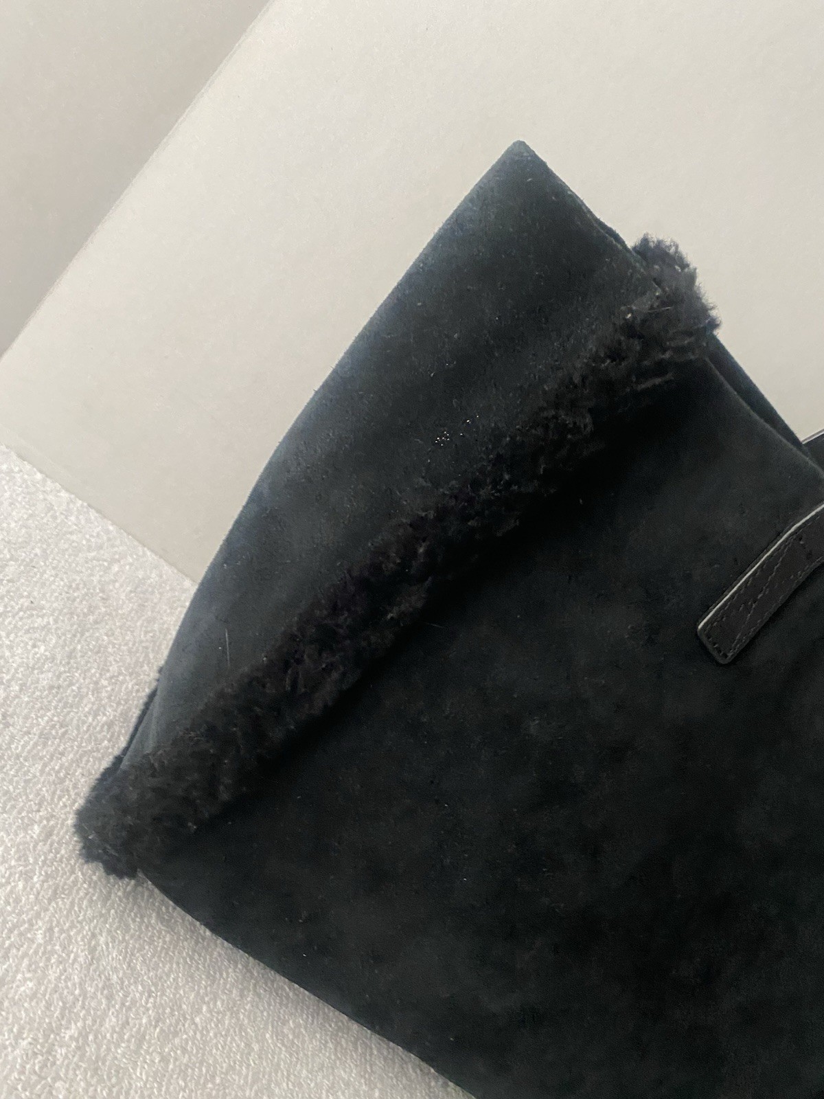 Ugg Australia Tote Sheepskin Suede Leather Tote Shoulder Bag Black Large