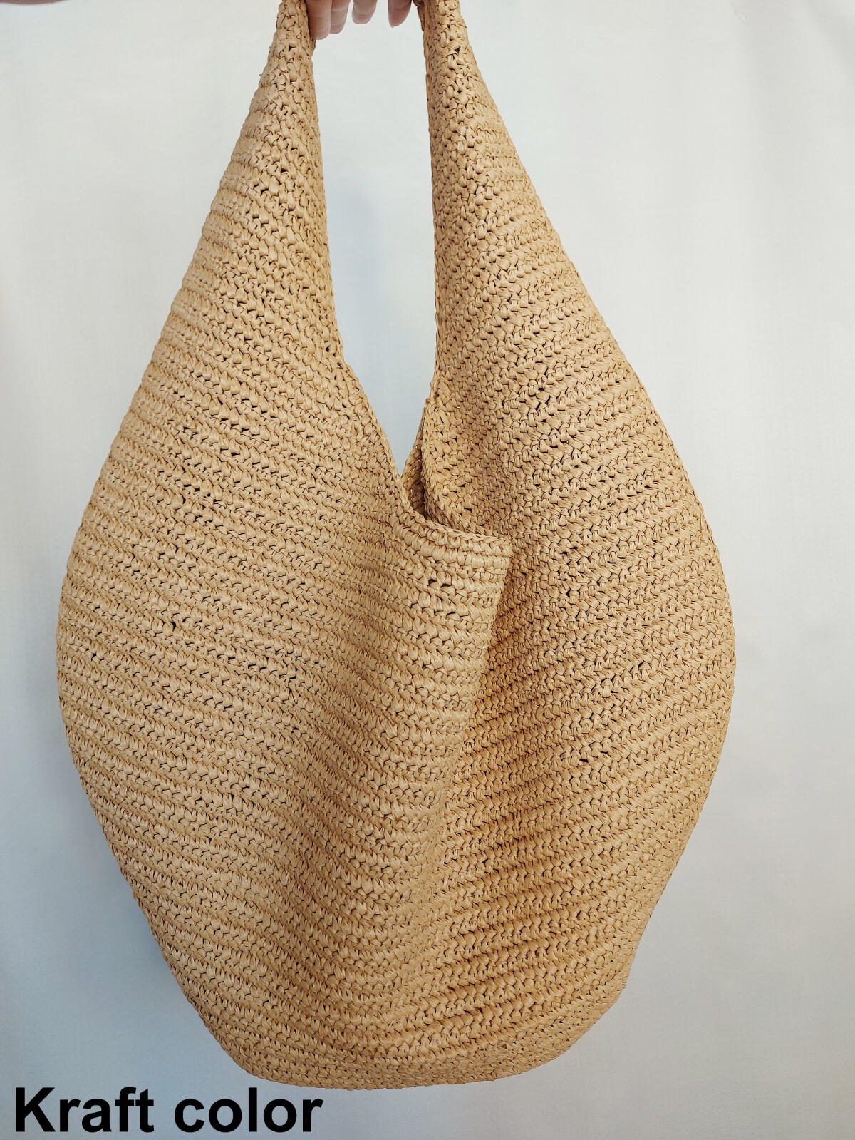 The Large Hobo Bag of Natural Raffia, Straw Shoulder Bag, Crescent Shape bag