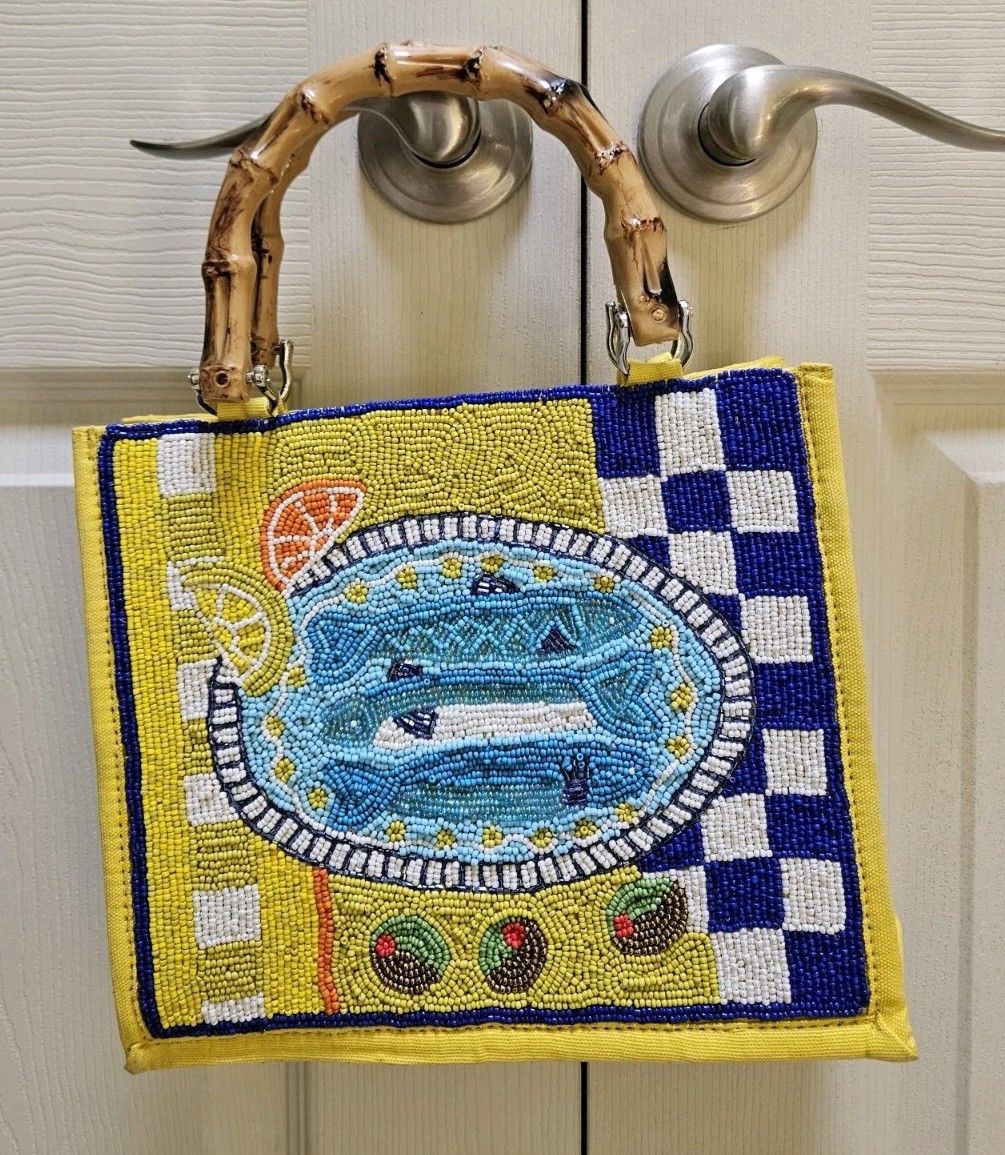 America And Beyond Design Handcrafted in India Beaded Bag SARDINES and OLIVES