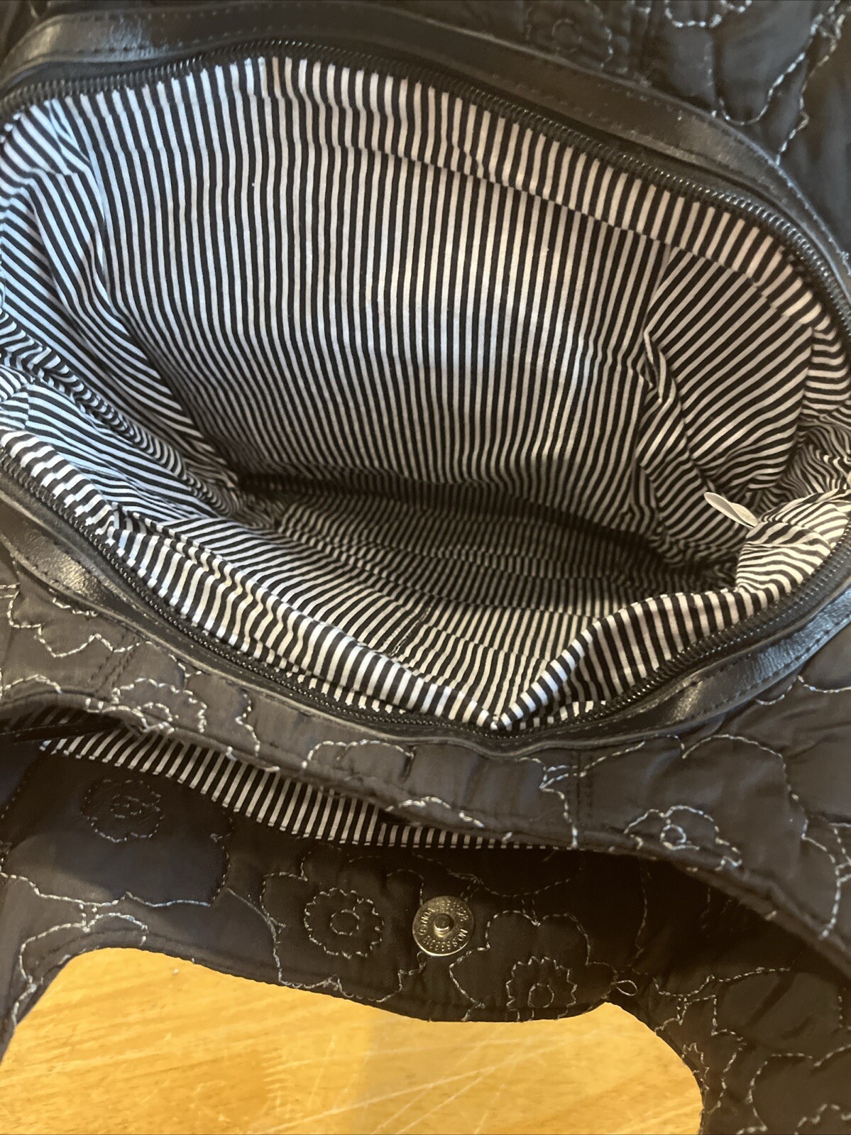 Thirty-One 5th Avenue Black Quilted Poppy Hobo Purse Shoulder Bag Black Floral