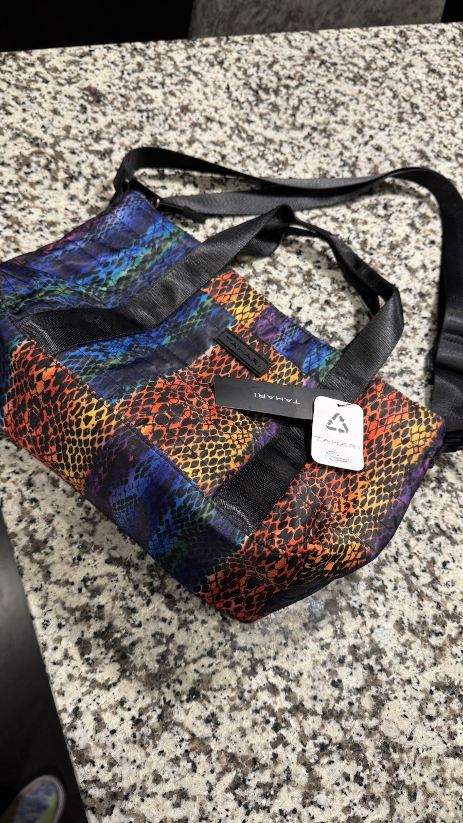 Tahari Wooster Womens Handbag Satchel Rainbow Snake Adjustable Crossbody NWT