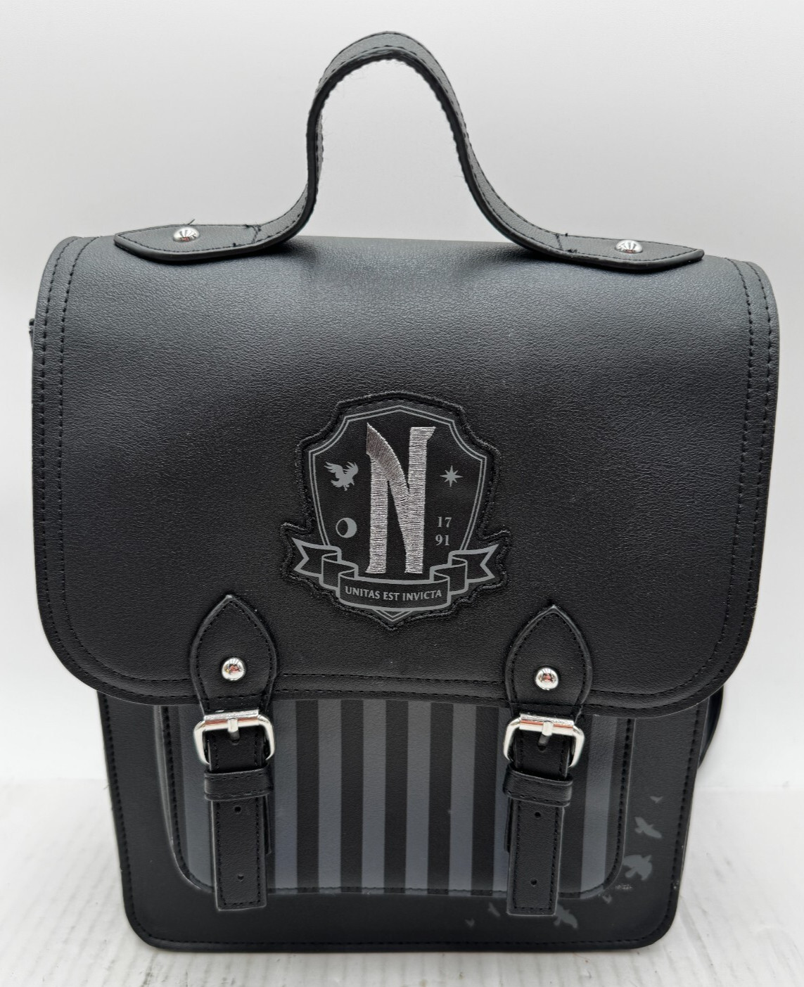 Wednesday Handbag Women’s Black Striped Addams Nevermore Academy Backpack Bag