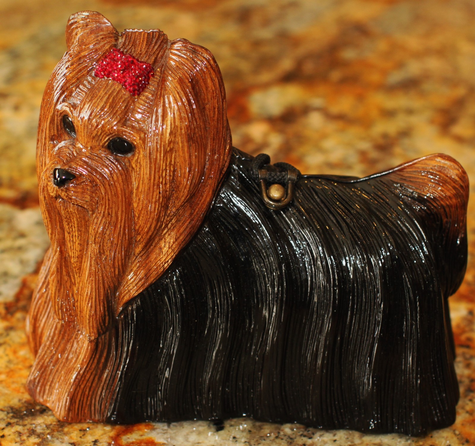 TIMMY WOODS YORKIE YORKSHIRE TERRIER DOG PURSE CLUTCH MINAUDIERE CRYSTALS BOW