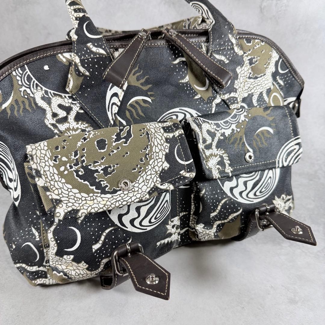 Vivienne Westwood PVC Canvas Tote Bag Navy Black Khaki White Shoulder Authentic