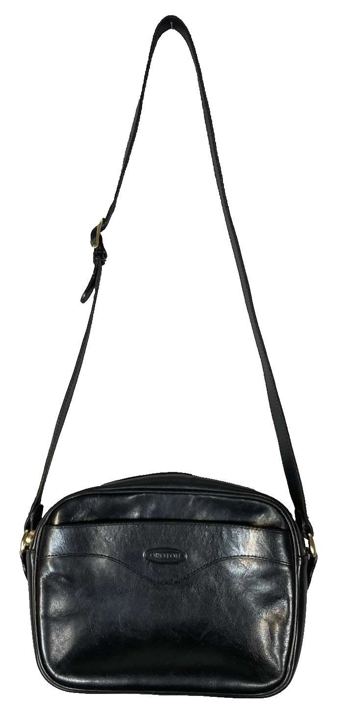 Vintage Oroton Leather Shoulder Bag Black Cowhide Adjustable Strap Sydney