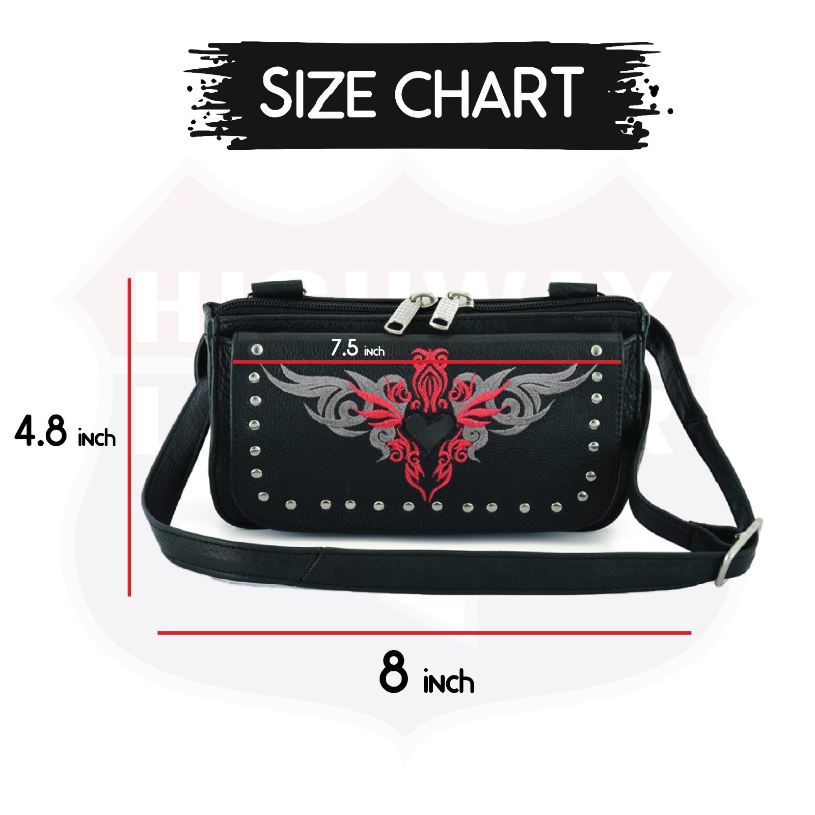 HL80156RED Hip pouch Tribal Heart Red