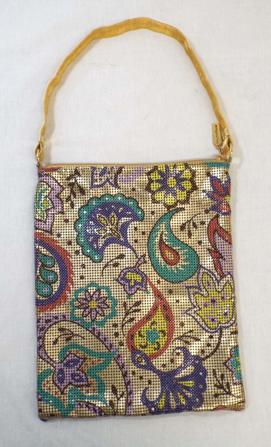 Vintage Whiting & Davis Paisley Mesh Purse Shoulder Bag Enamel & Gold PERFECT