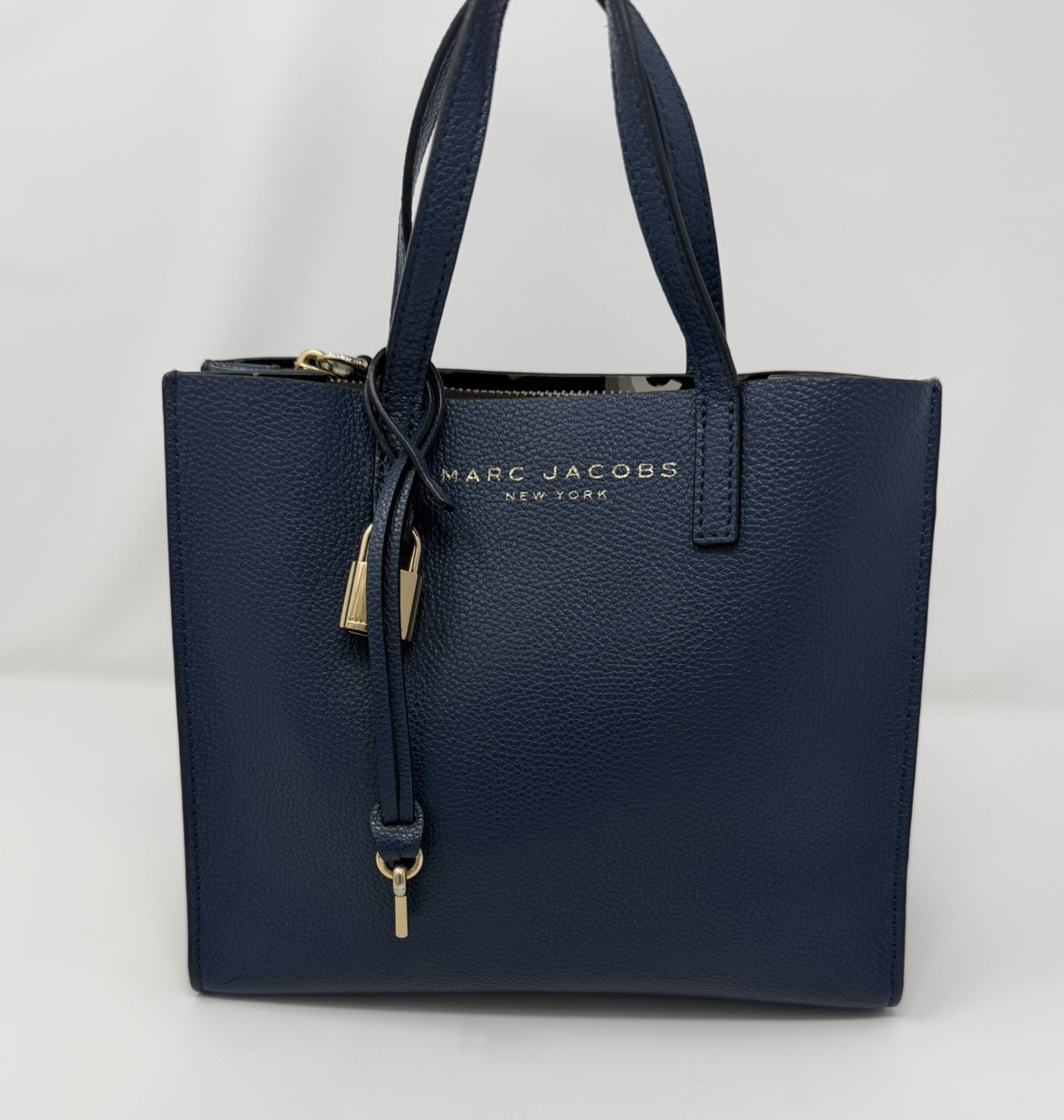 Marc Jacobs Mini Grind Tote Crossbody Navy Blue Pebbled Leather Purse Handbag