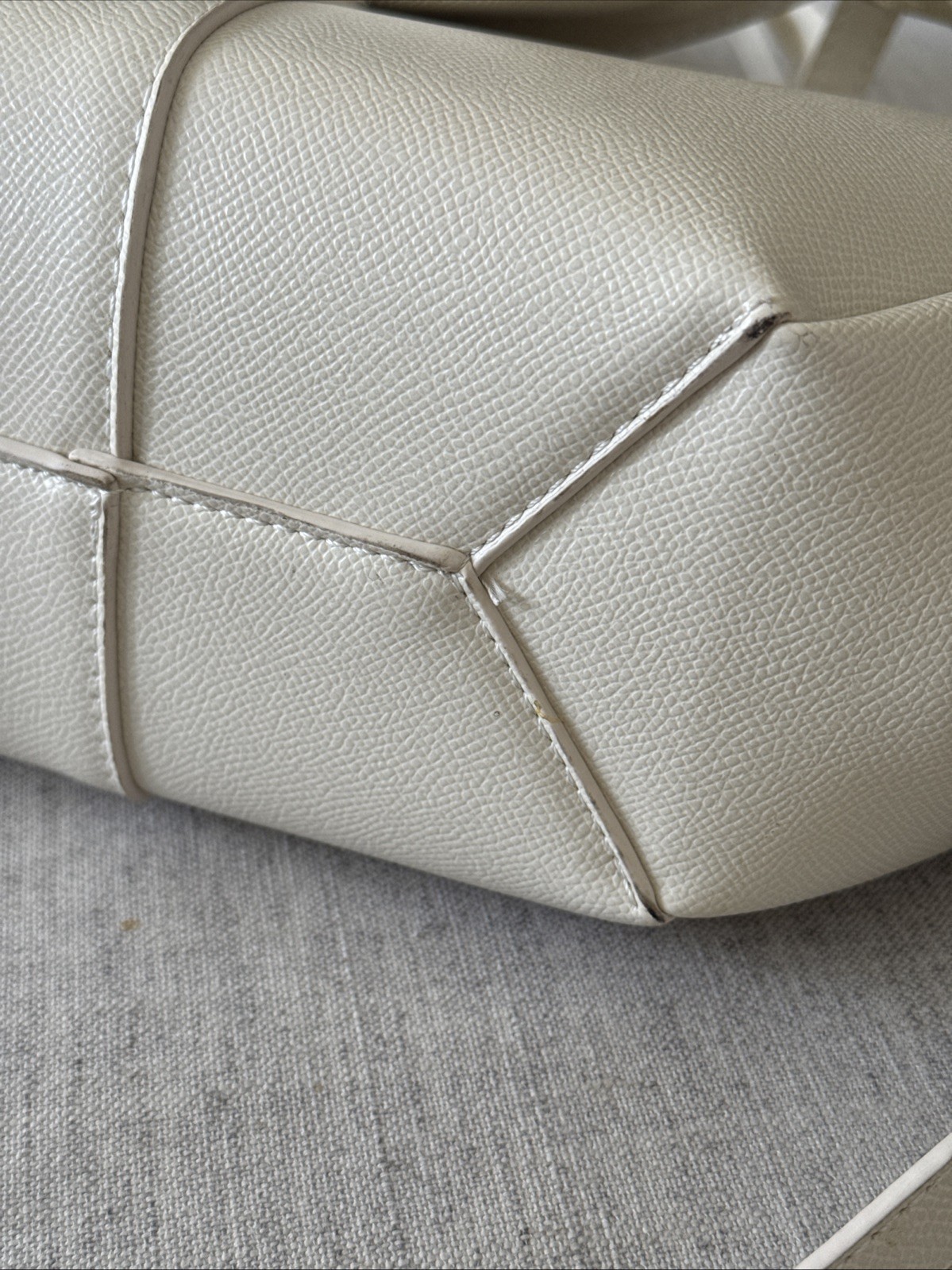 Polene Mini Cyme leather bag Purse W/ ZIP Up Wallet Pouch Cream Off White Ivory
