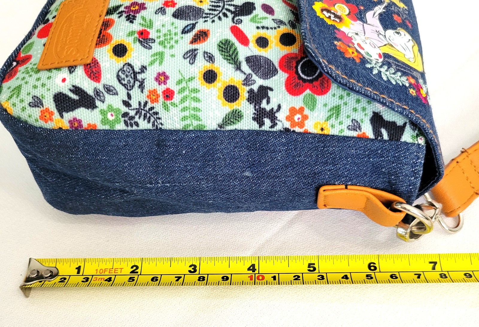 Disney Animators Collection Rapunzel Tangled Denim Crossbody Bag Floral Purse