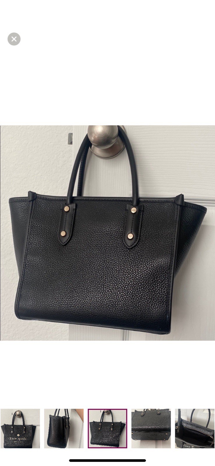 Kate Spade Ella Tote Bag –Black Leather – Gold Hardware–Classic Designer Handbag