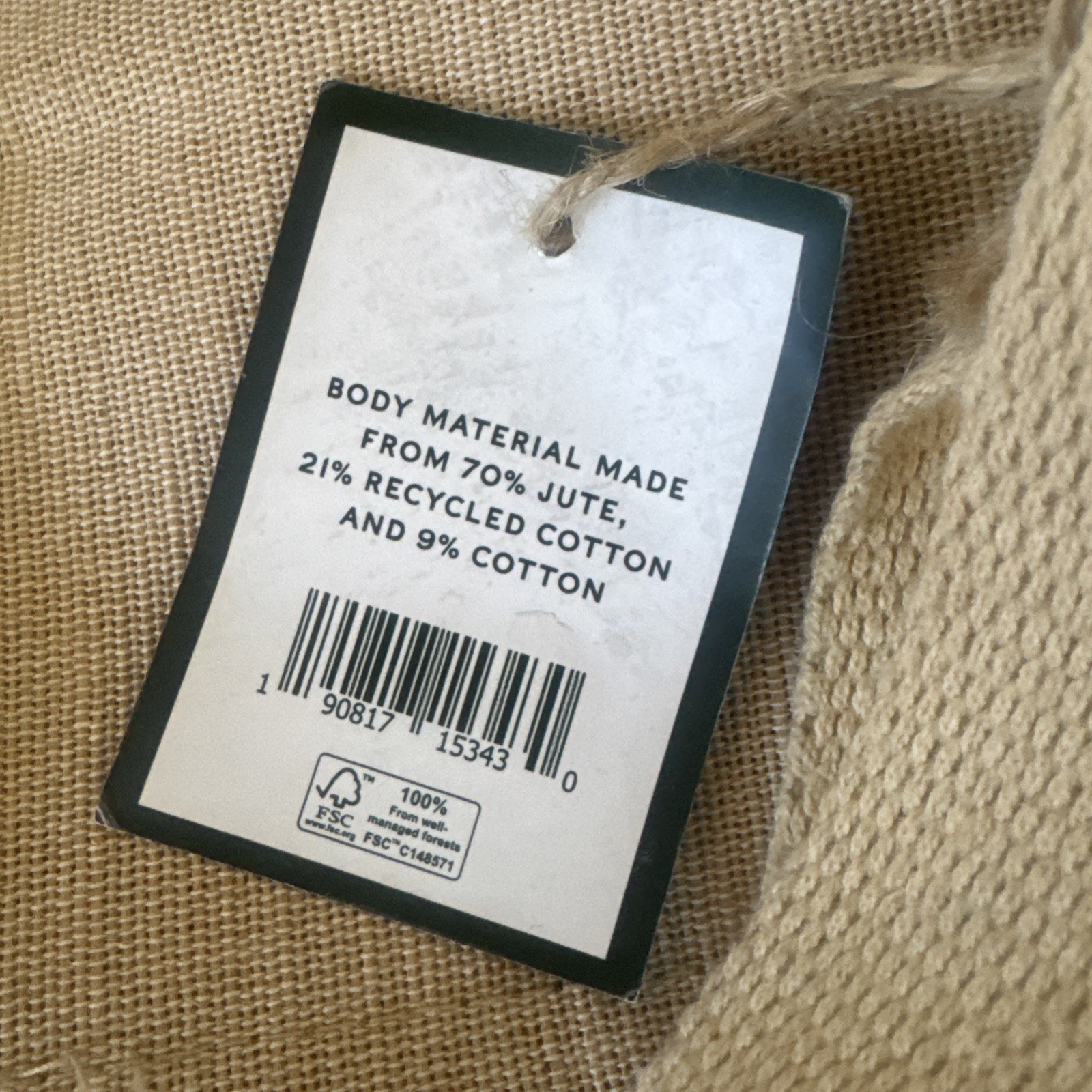 Harrods of London Jute Tote Bag. New with tags, beige with green logo