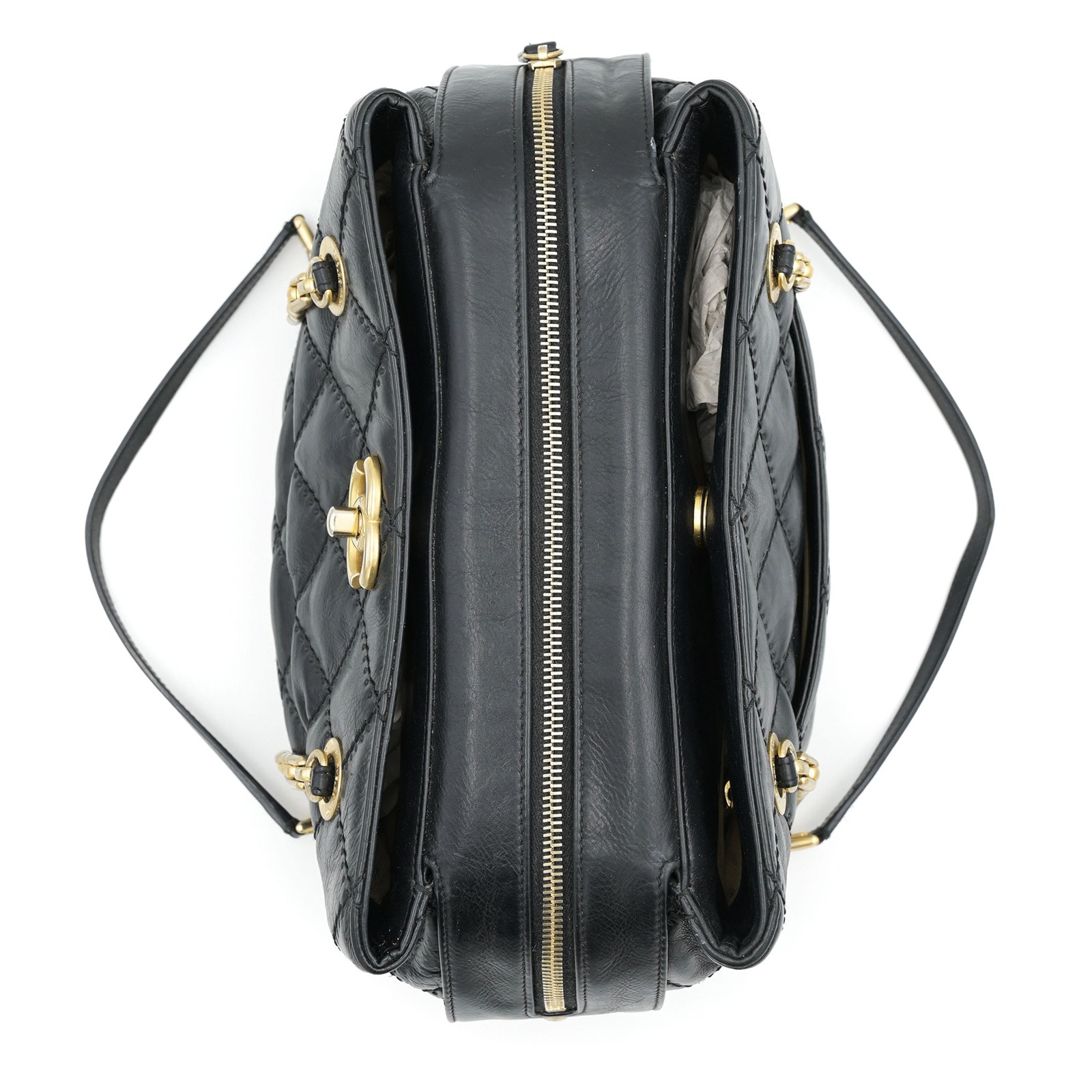 Chanel Medium Retro Chain Tote in Black Quilted Leather w/ CC Turn lock