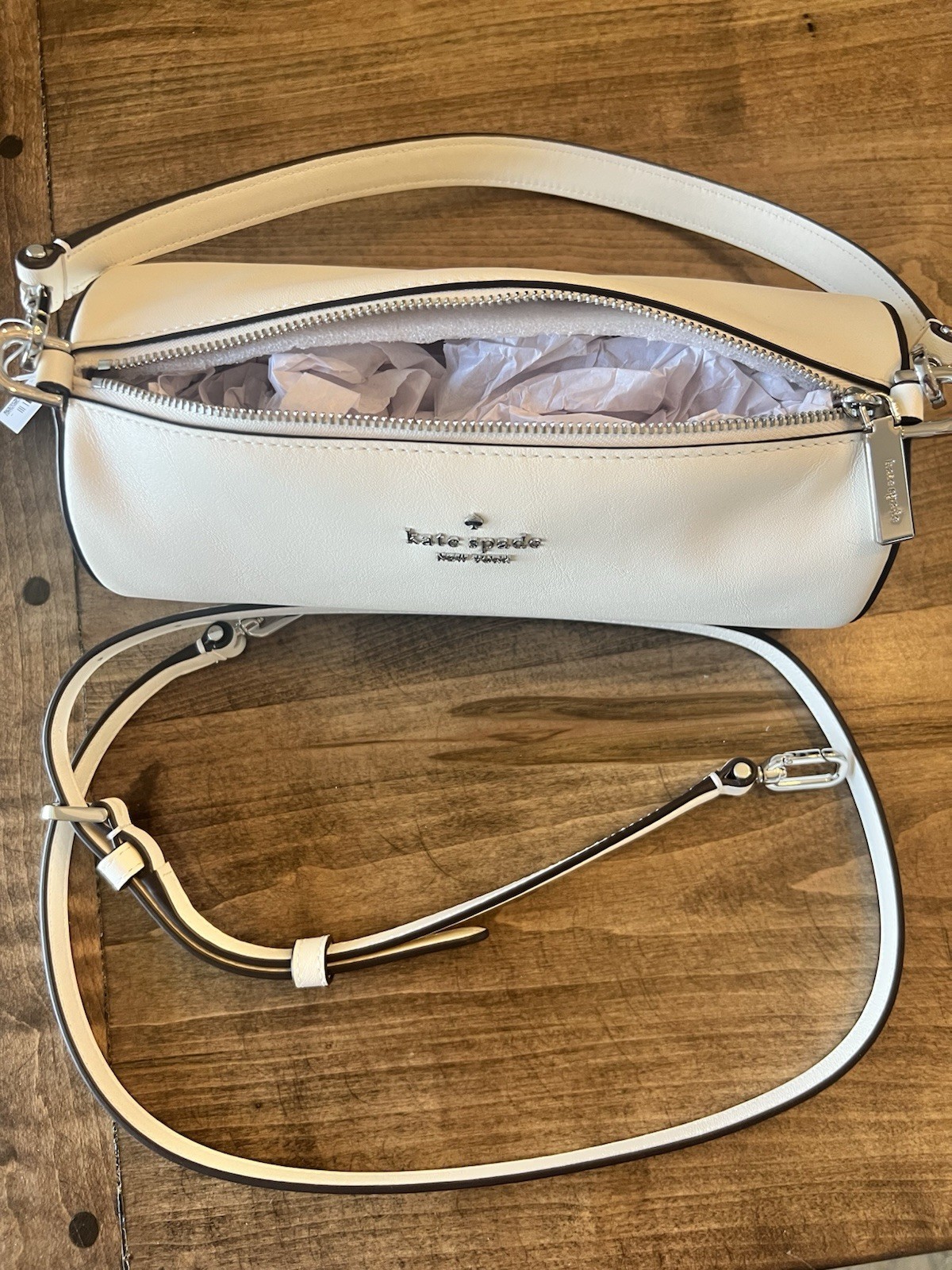 Kate Spade New York Roulette Mini Crossbody Bag Meringue Zip Detachable Strap