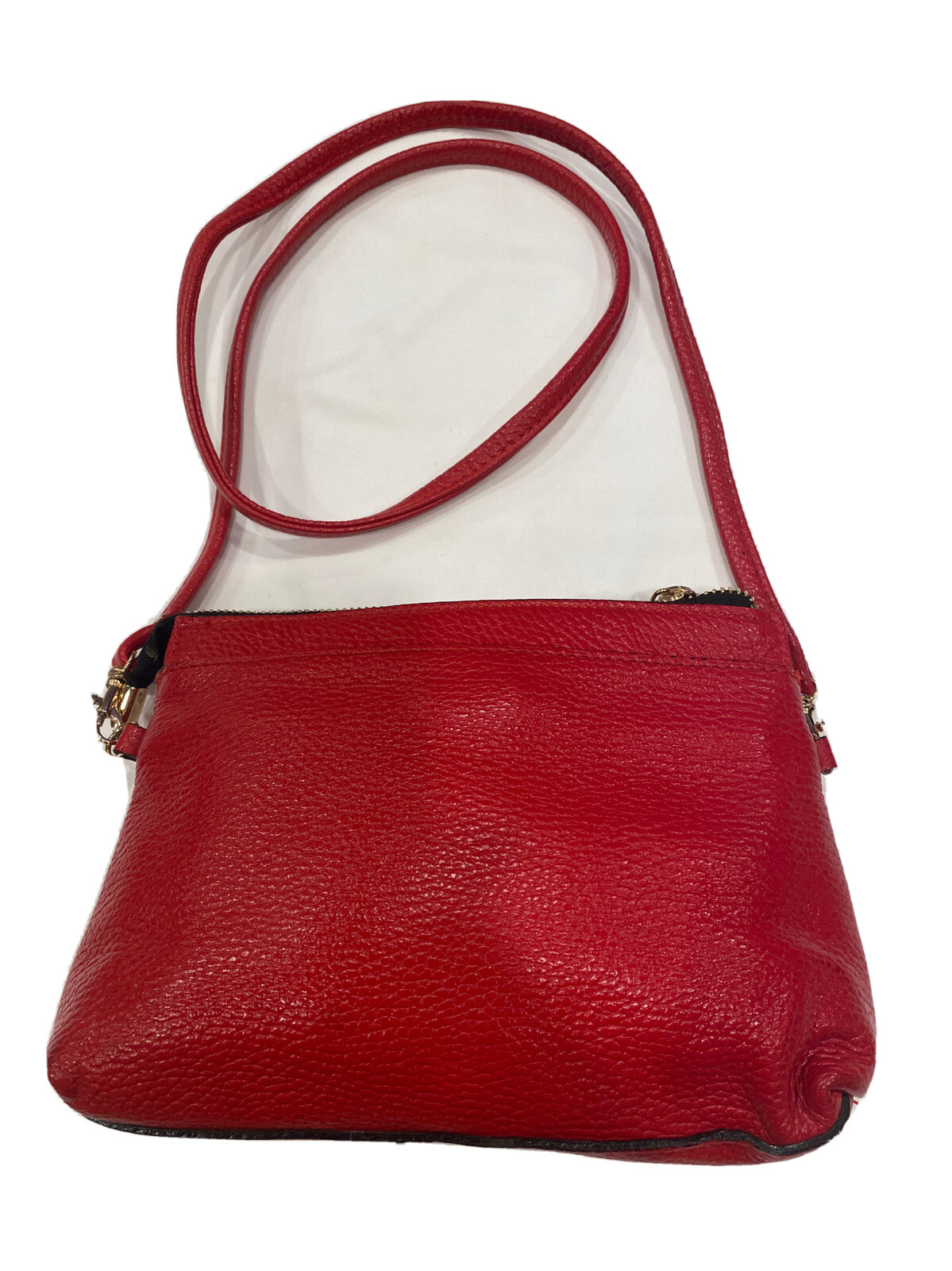 A. Bellucci Made in Italy Red Pebbled Leather Shoulder Bag Purse
