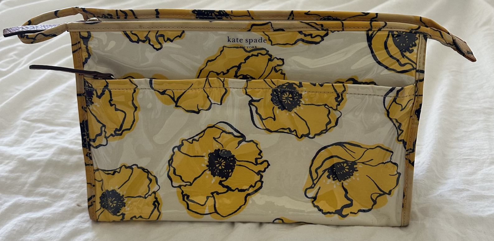 Kate Spade Poppies print PVC Outer Cosmetic Toiletry Bag Large