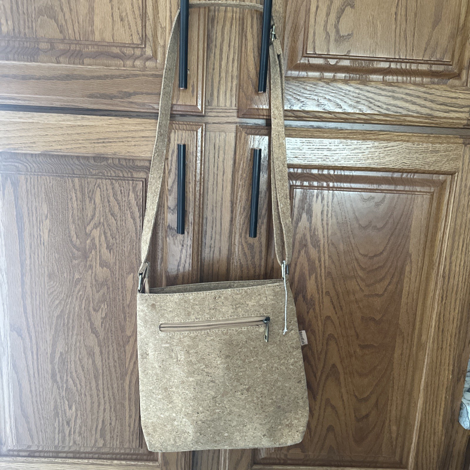 NWOT Natural Cork crossbody purse/handbag, colorful floral Front Eco-friendly