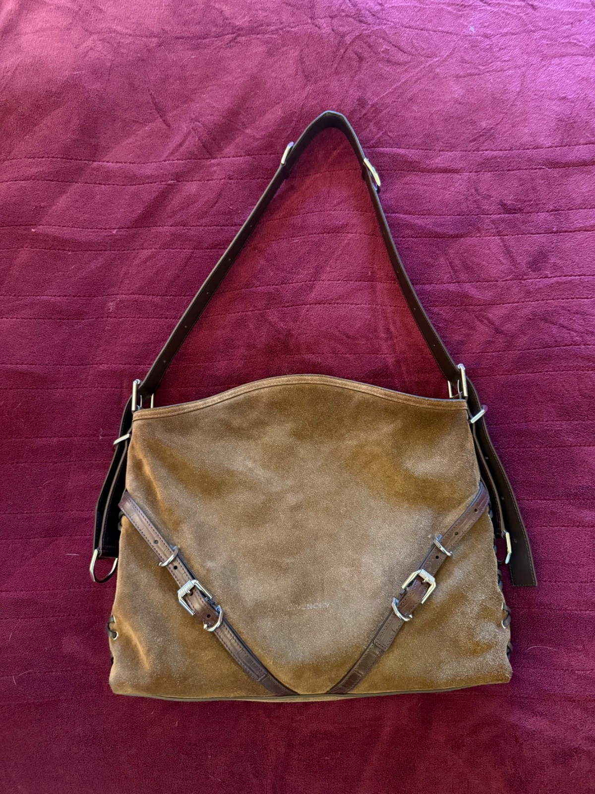 Givenchy Voyou Bag — Medium in Brown Suede, 100% Calf Leather, w/Original Tag