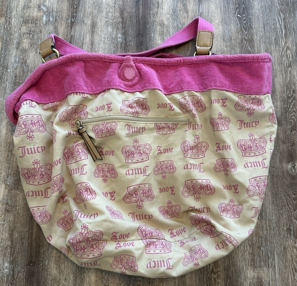 Y2K Juicy Couture Terry Cloth Pink Ruffle Tote Bag Purse Choose Juicy Vtg
