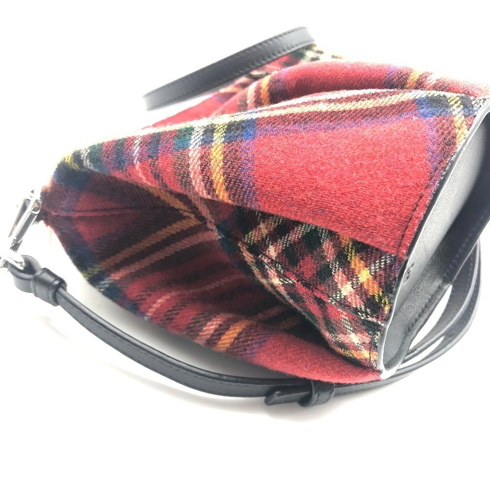 LOEWE Elephant Crossbody Shoulder Bag Tartan Check Canvas Leather Animal