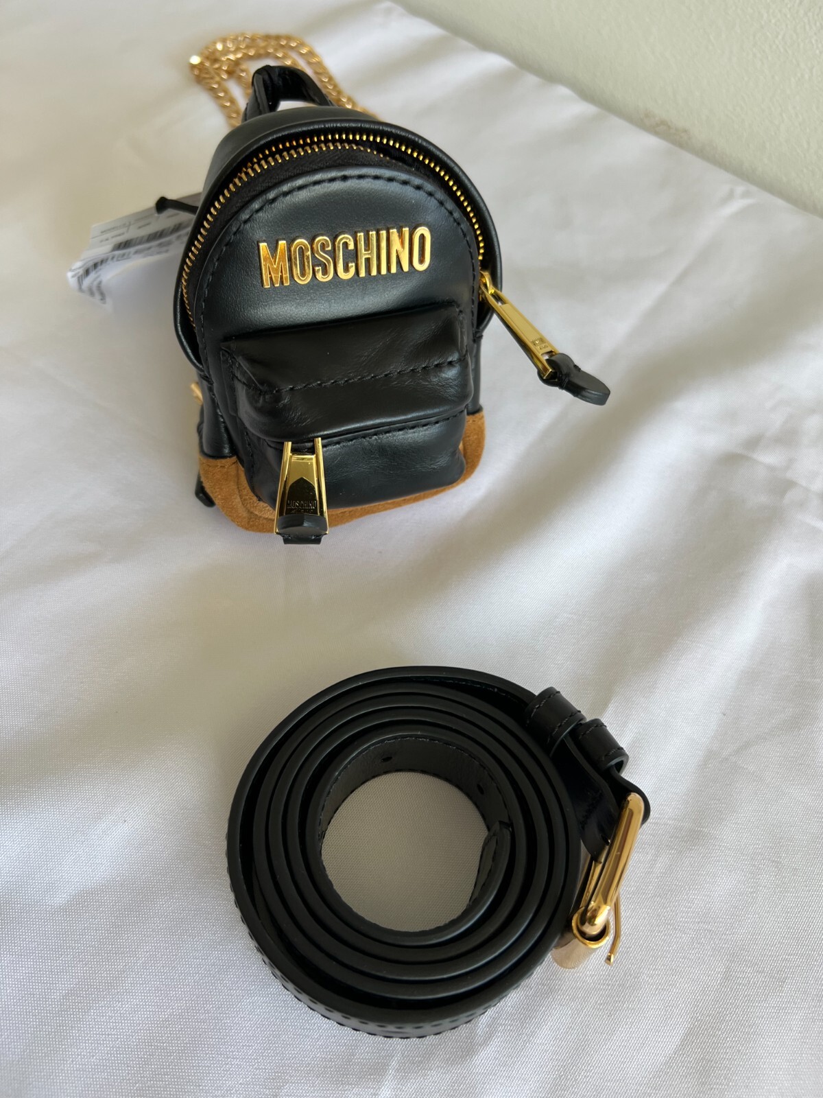 AW20 Moschino Couture Mini Leather Black Backpack/keychain/belt bag/shoulder bag