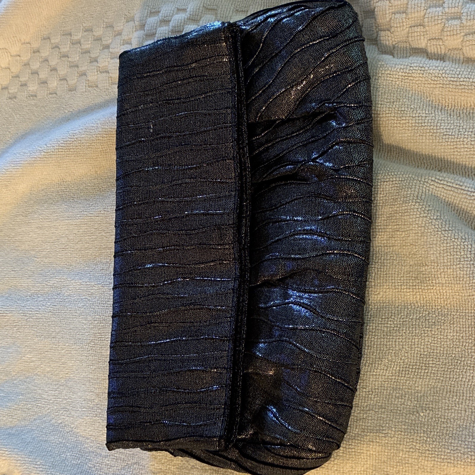 Style&co. Women’s Black Metallic Pleated Clutch Magnetic Closure Lined