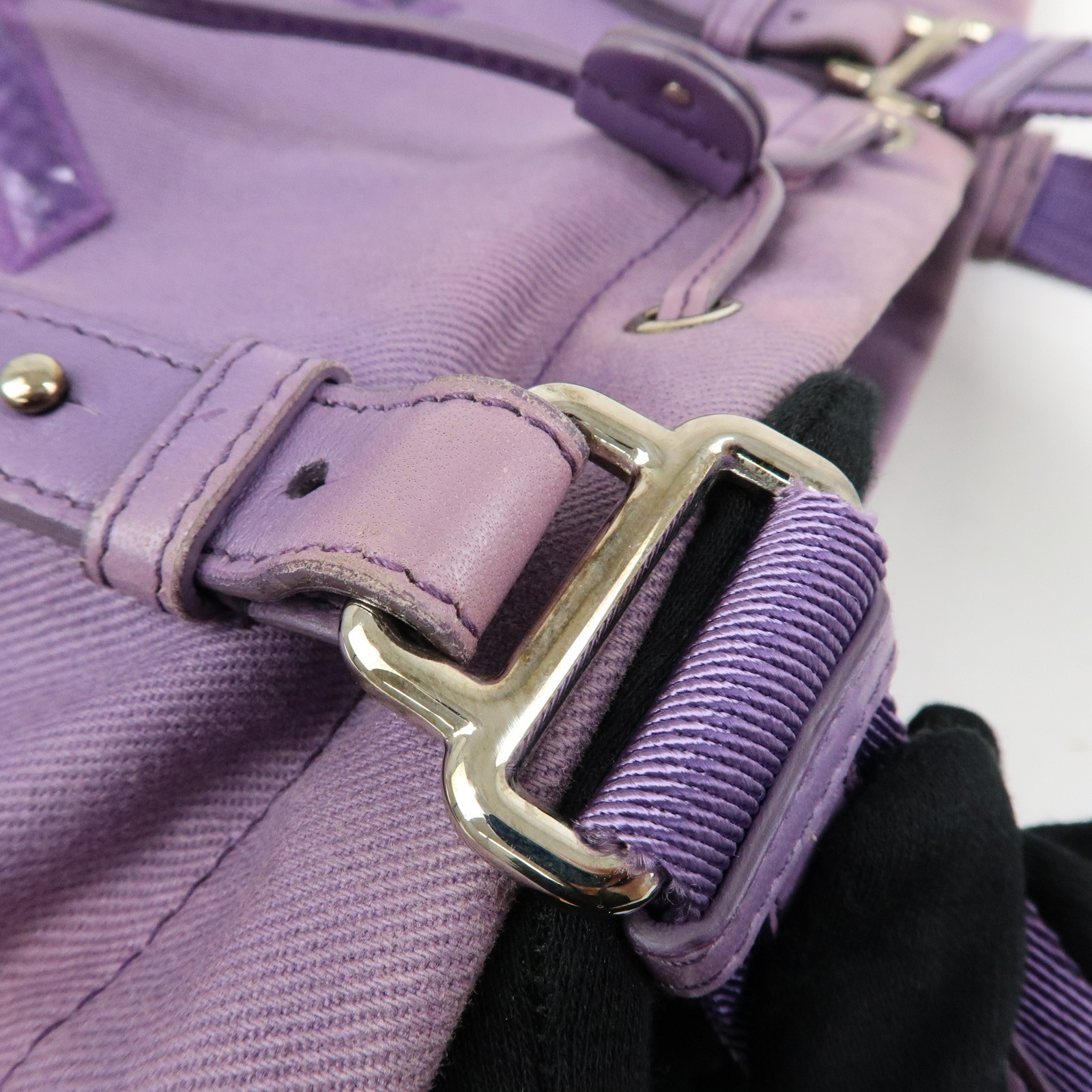 SAINT LAURENT PARIS Kahala Cassandra Canvas Tote Bag Purple 121631 Auth Used F/S
