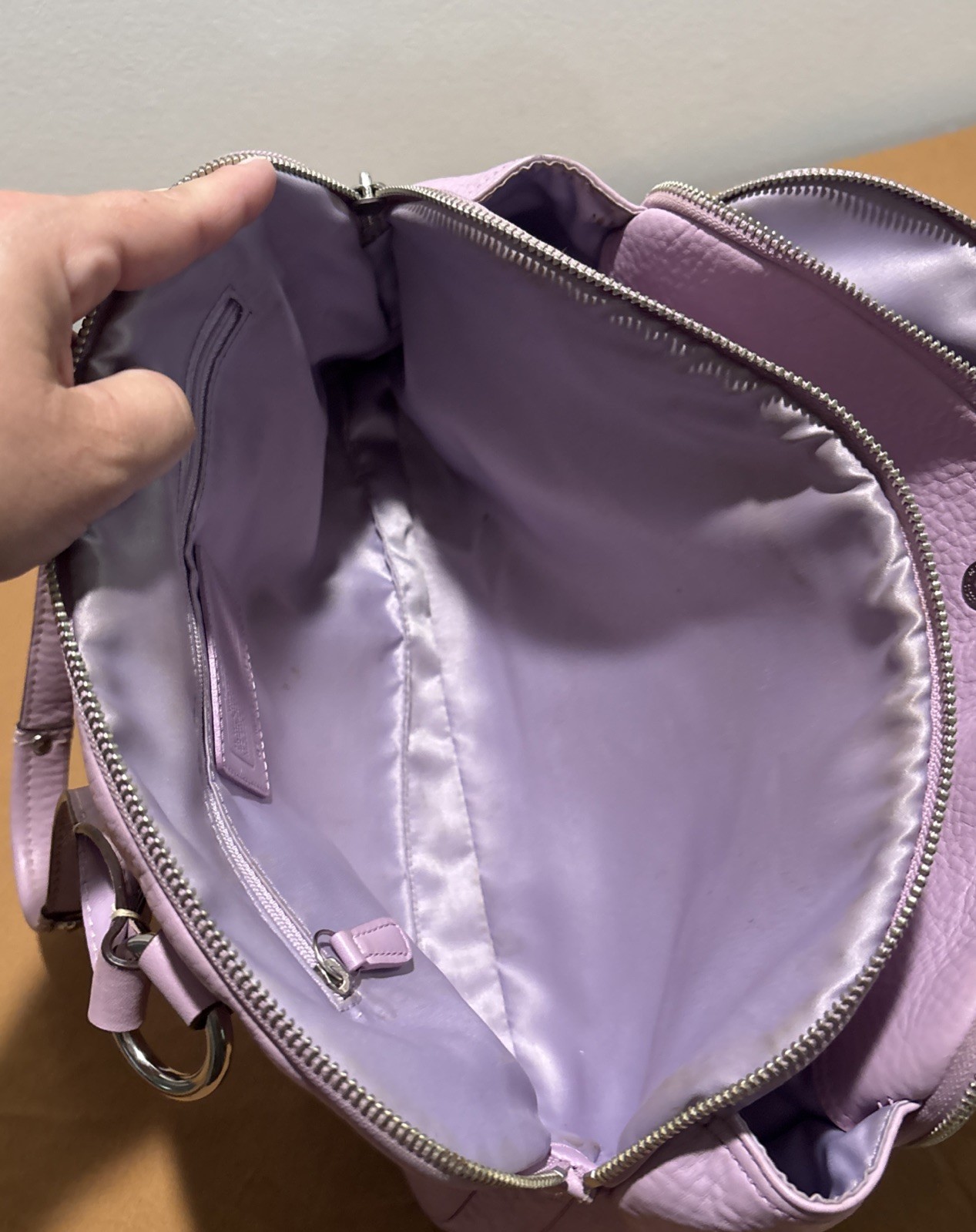 Authentic Coach M0971-F14685 Penelope Lilac Pebbled Leather Satchel