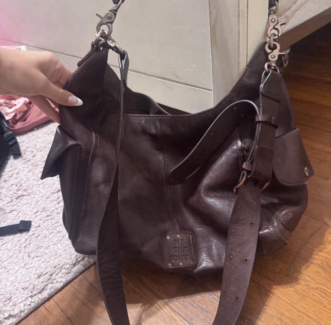 We The Free Brown Leather Shoulder Bag (Free People)