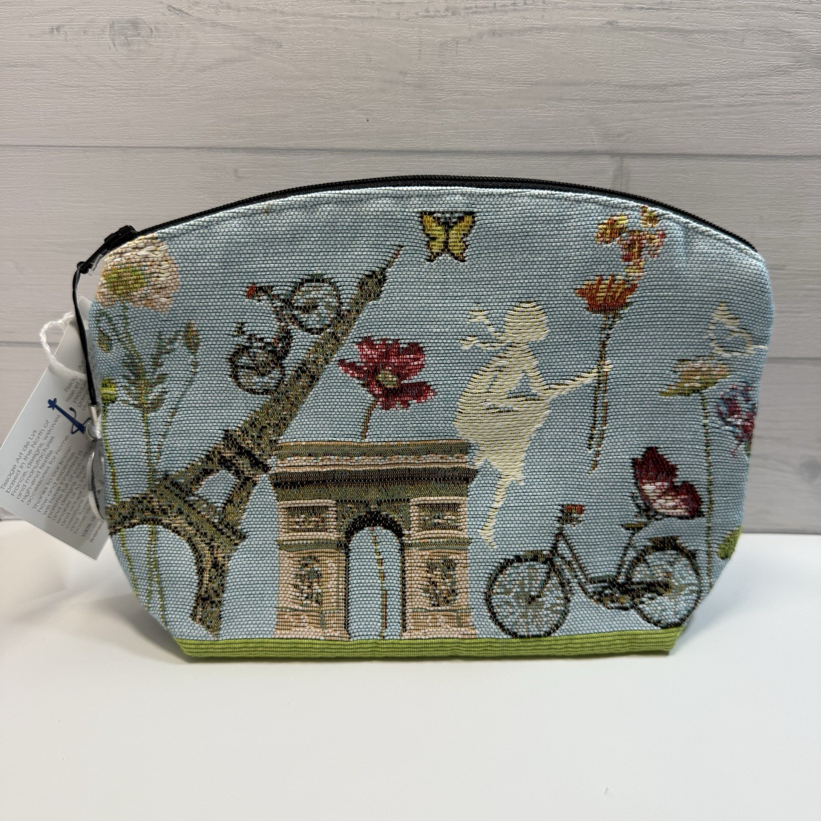 New TISSAGE~ART DE LYS~ PARIS THEME Pochette ZIPPERED BAG