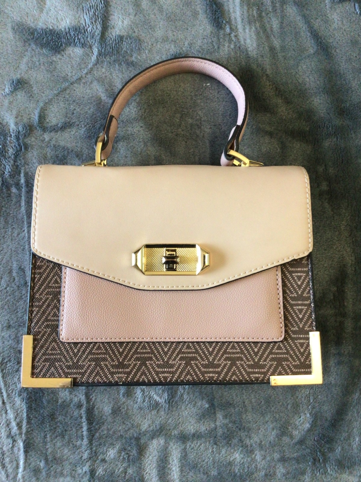 Aldo Crossbody Purse Handbag. Pink and Brown with Gold accents. Date night