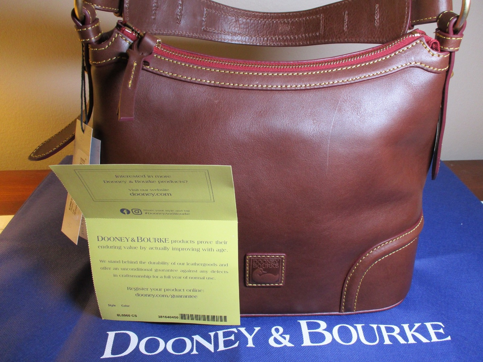 Dooney & Bourke QVC Florentine Chestnut Hobo Shoulder Bag NWT