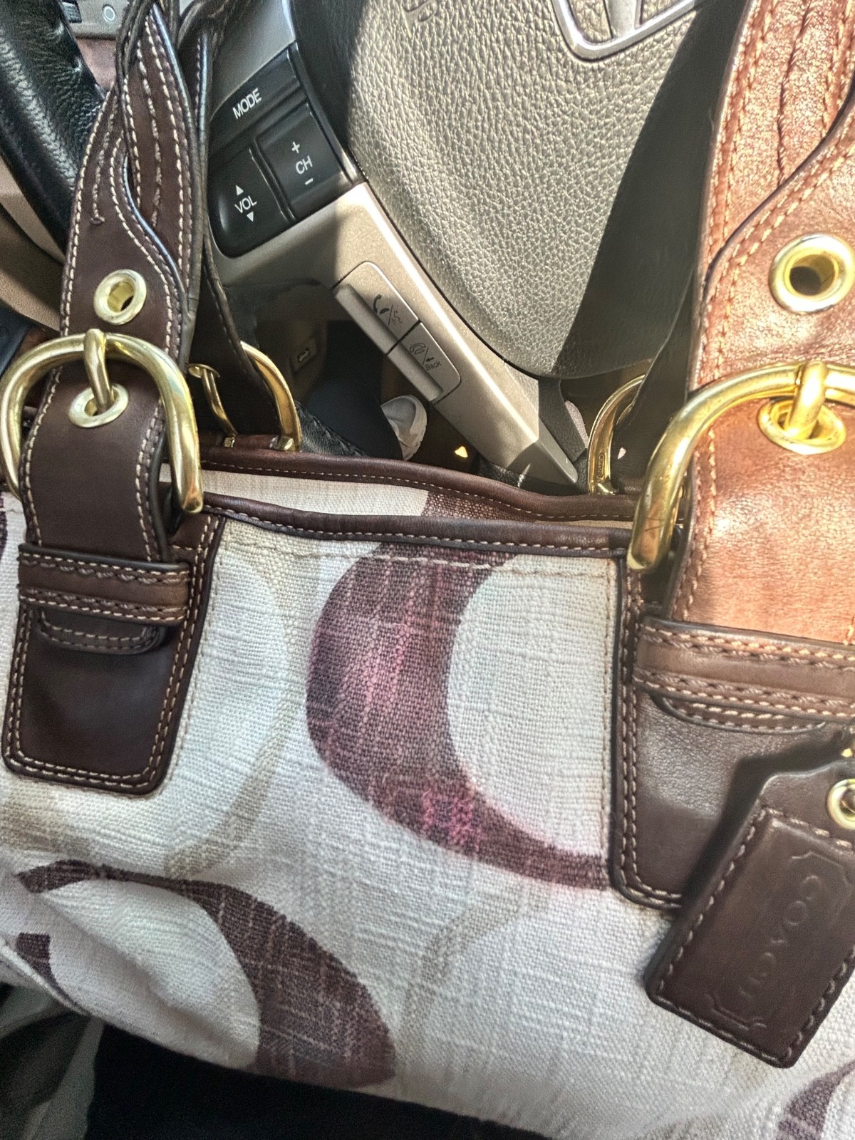 Vintage Coach Cream and Tan Tote
