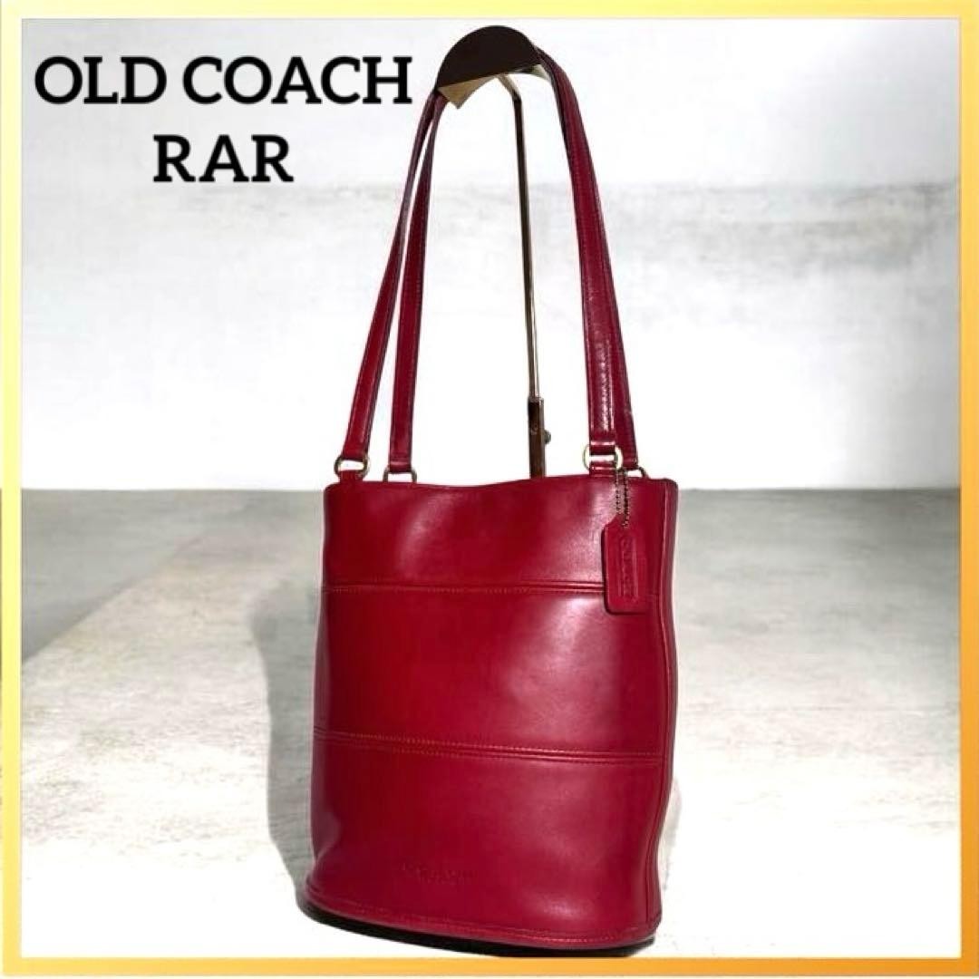 Old COACH 9099 Red Leather Bucket Tote Made in USA