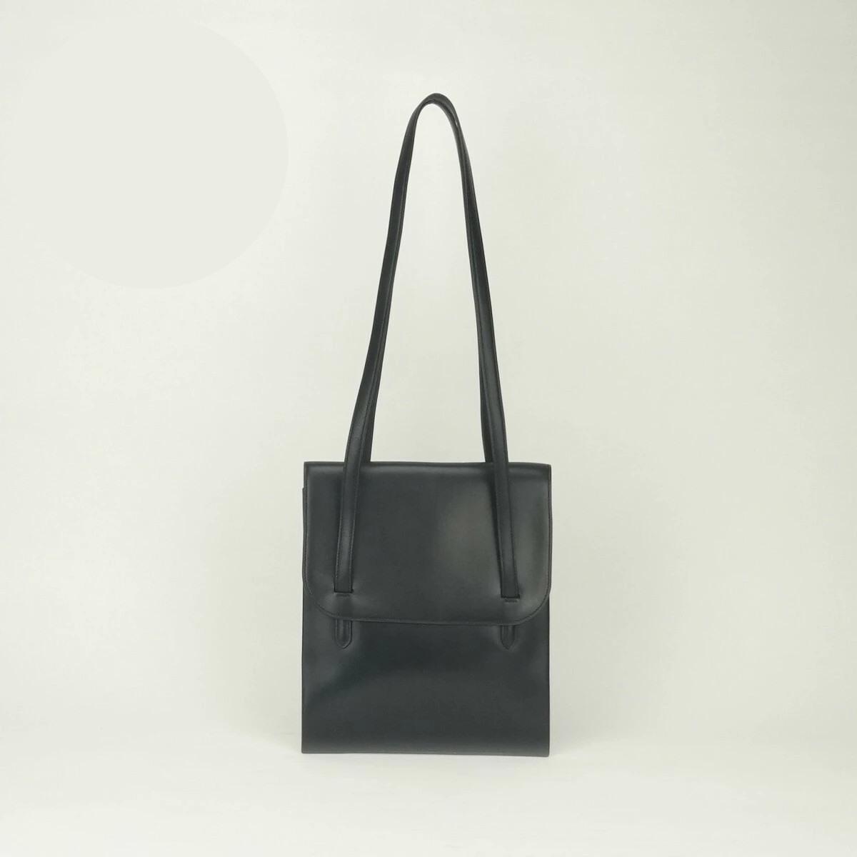 Hermes Vintage Shoulder Bag Box Calf Leather Noir Black I Stamp W8.7xH9.8in 99