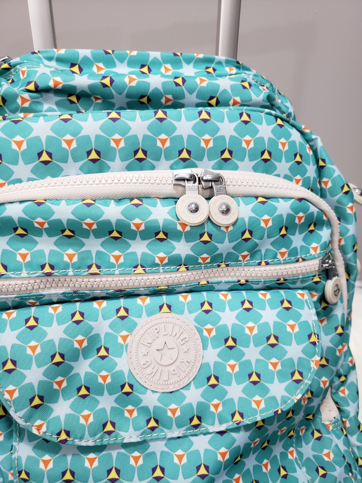 NEW kipling Sanaa Rolling backpack TRAVEL CARRY ON LUGGAGE CLOVER TEAL Wheels