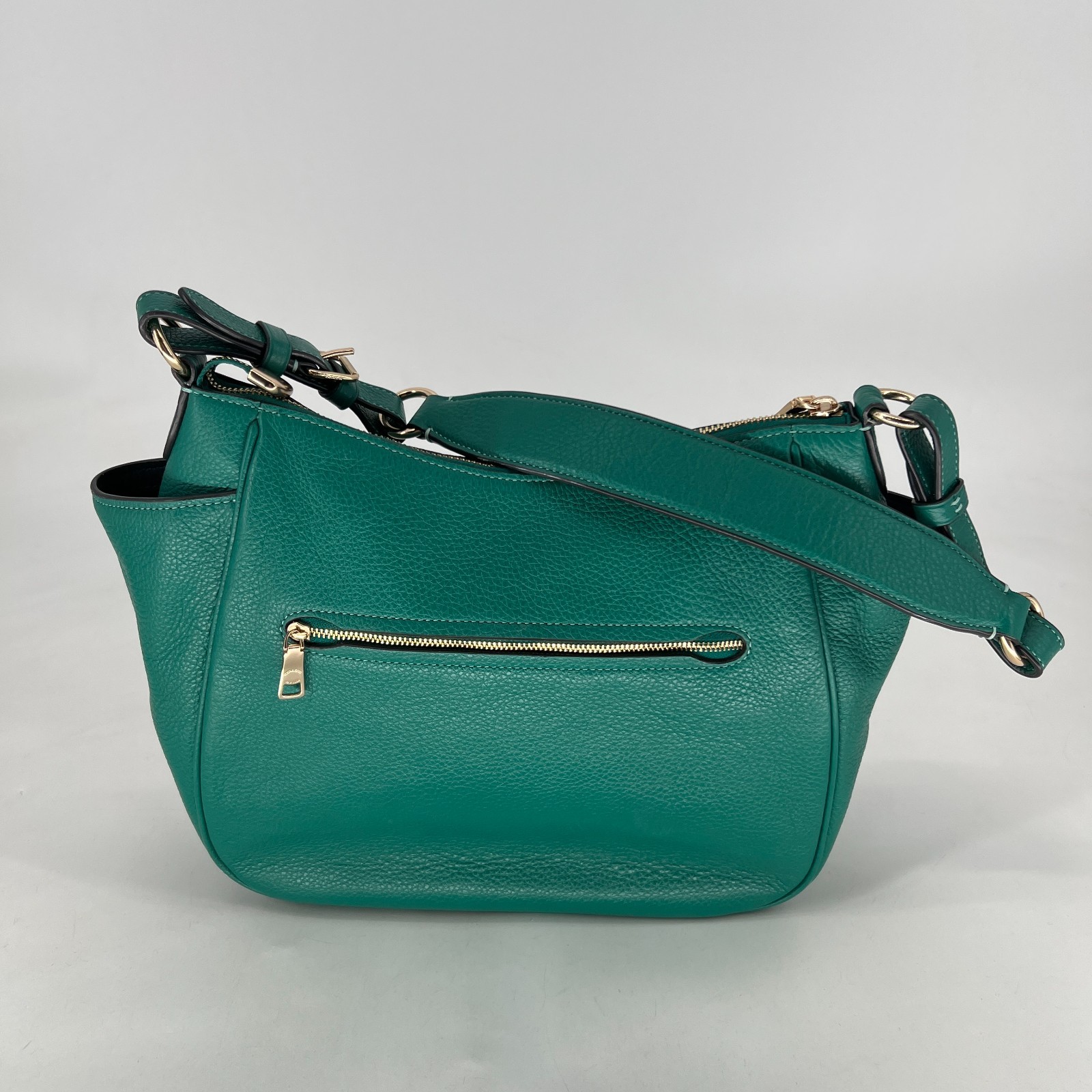 Coach Rori Shoulder Bag Womens Handbag Green Pebbled Leather Crescent C2853