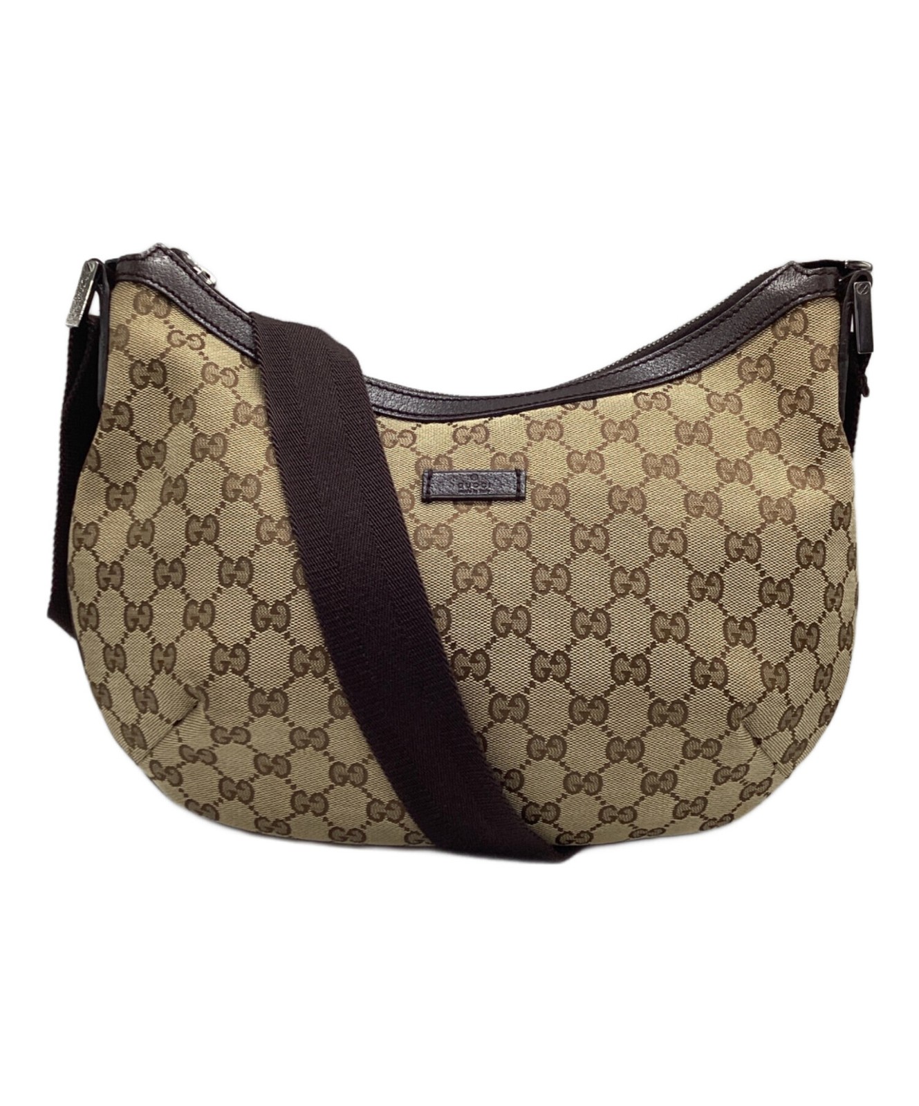 Gucci GG Monogram Canvas Half Moon Hobo Shoulder Bag Leather Beige 181092