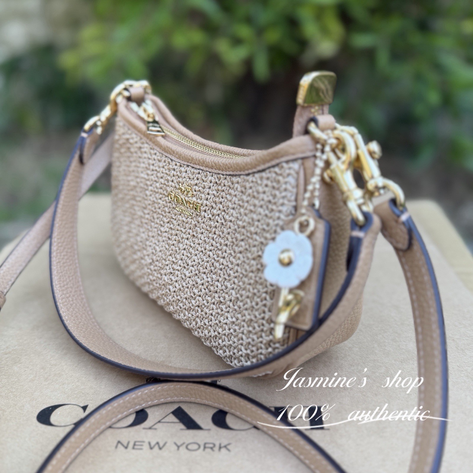NWT Coach Teri Mini Crossbody Bag CDW66 straw/Gold/Toast