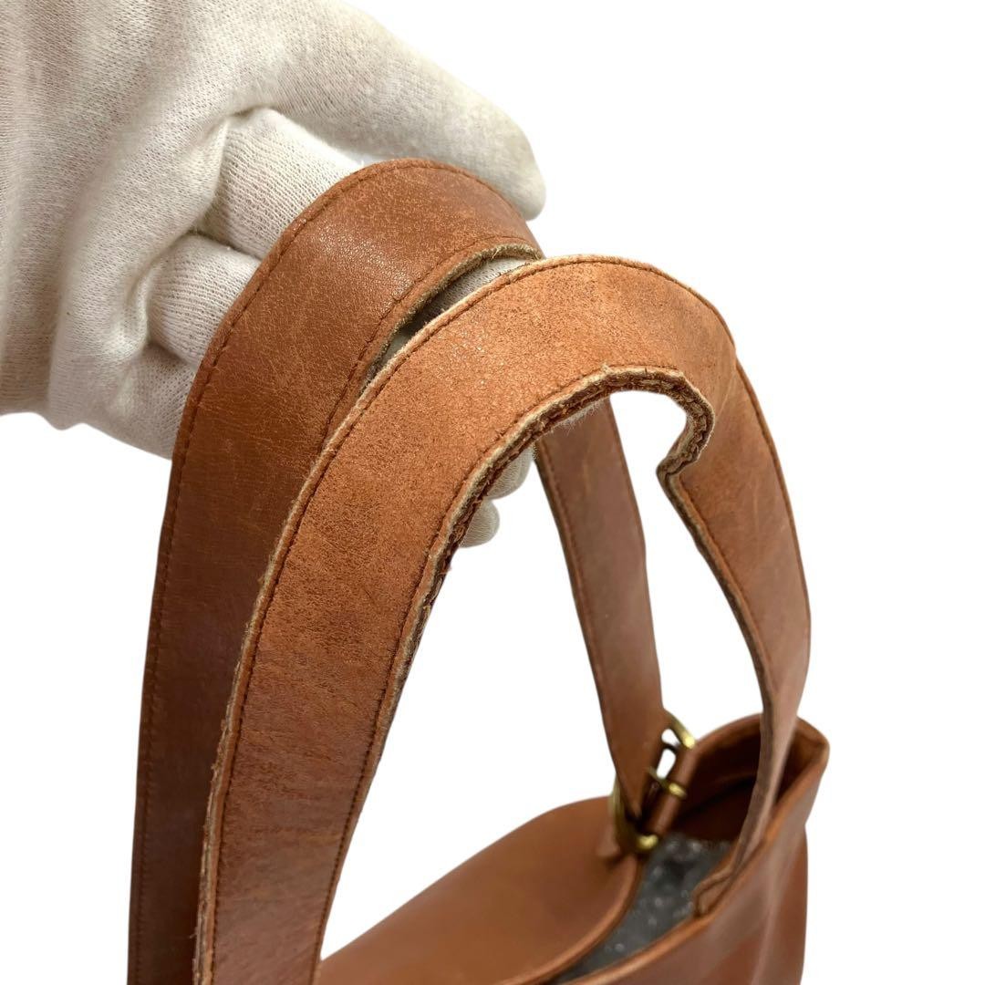 COACH 4140 Shoulder Tote Bag Leather Brown Logo Charm Button Vintage From Japan