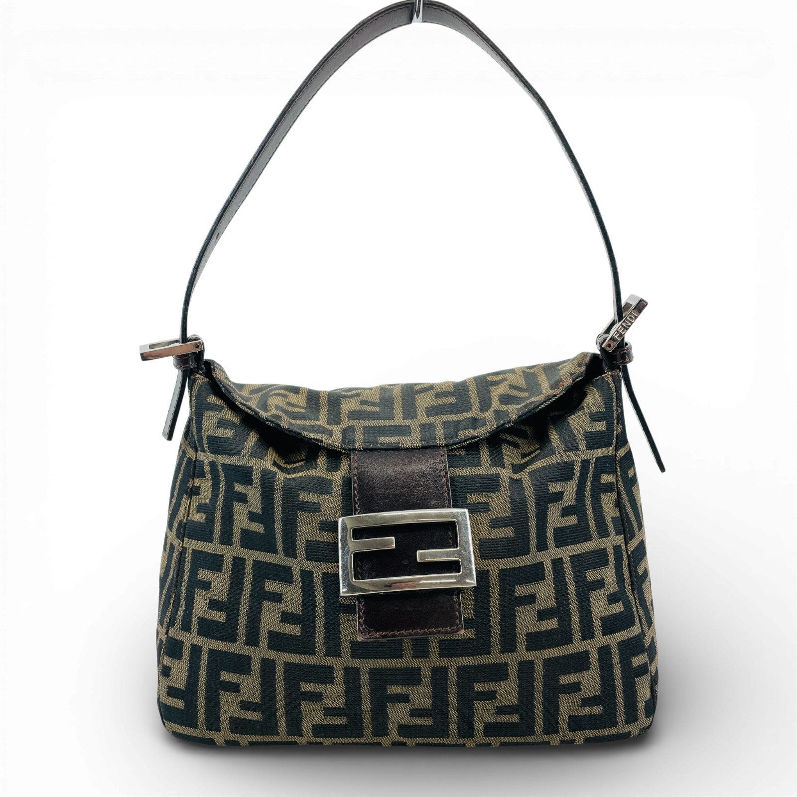 Auth FENDI Zucca Canvas Mama Ladies One Shoulder KC020