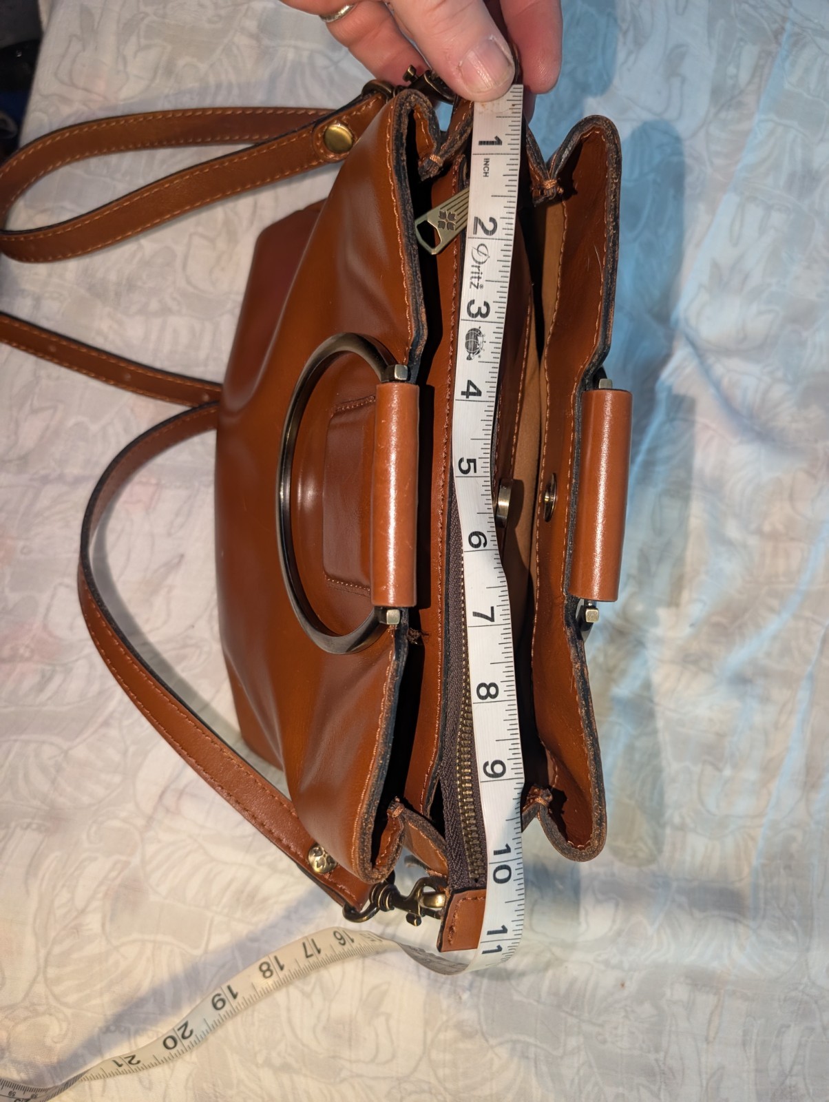 Patricia Nash Brown Empoli Leather Purse Satchel Heritage Collection Crossbody