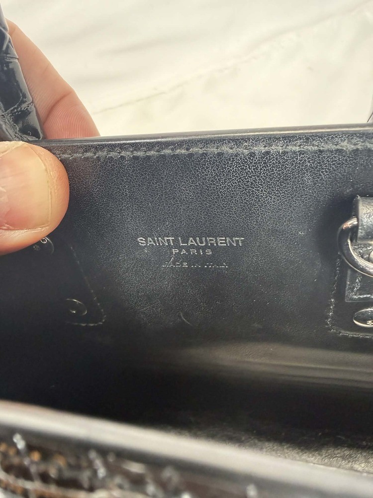 Saint Laurent Sac De Jour Baby Bag In Black Crocodile-Embossed Leather TS 342020