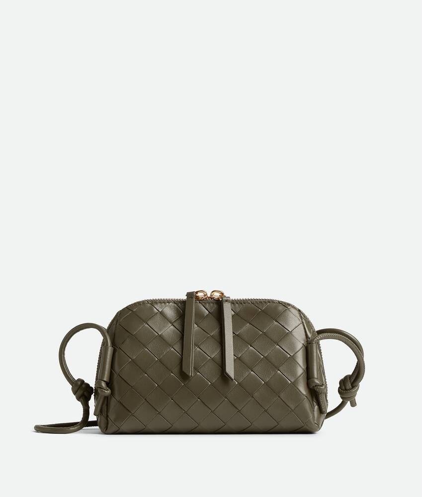 Bottega Veneta Concert Pouch Small Olive Green Intrecciato Leather Crossbody