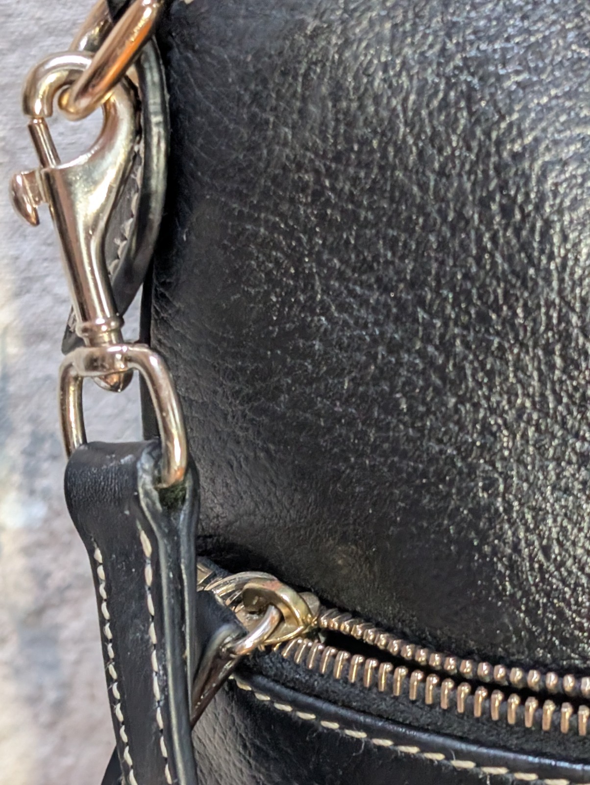 Dooney & Bourke Black Leather Dome Satchel Crossbody Bag Triple Zip-FREE Ship