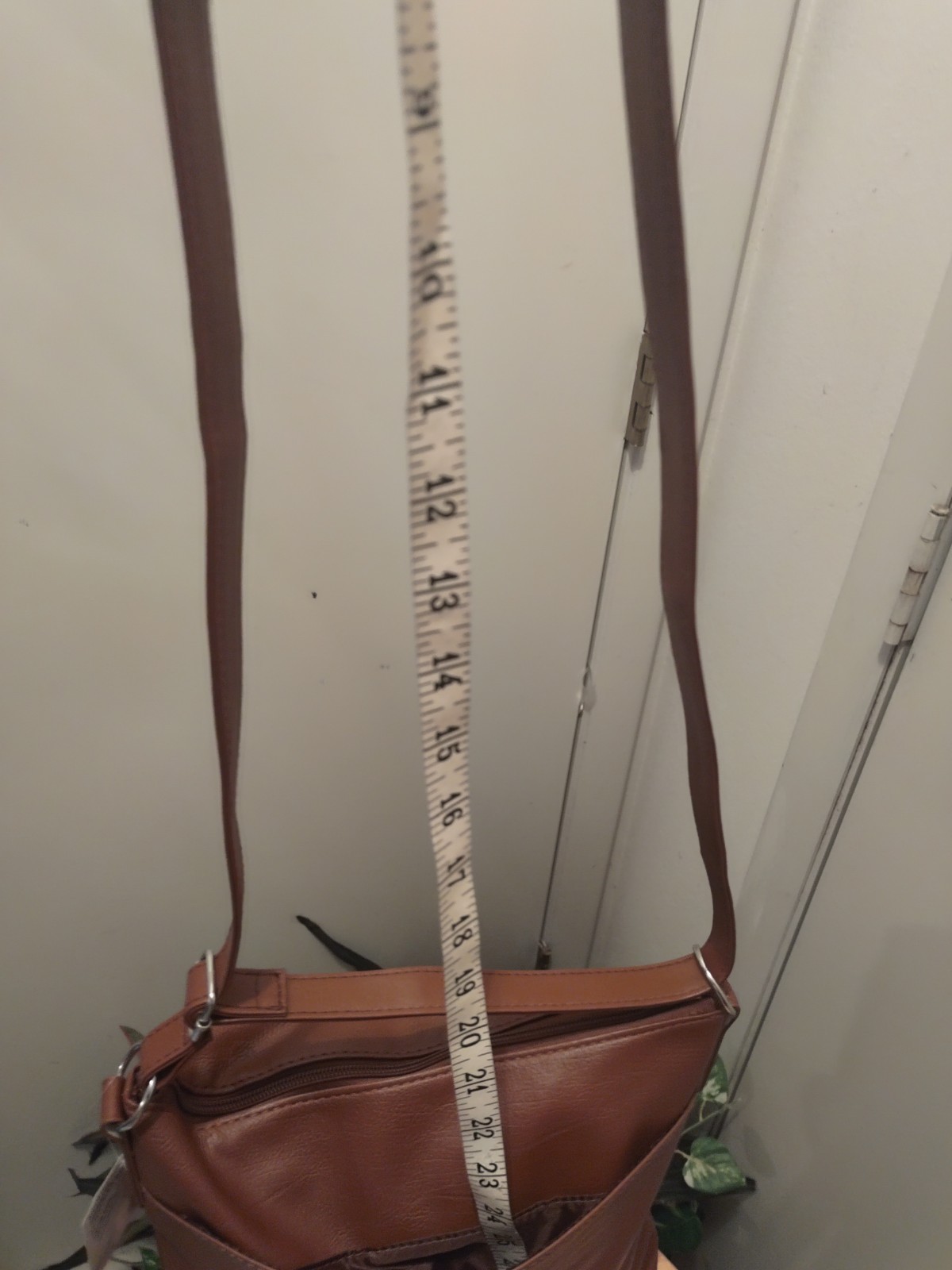 Brown Cross body PU Leather Purse With Adjustable Strap And Pockets